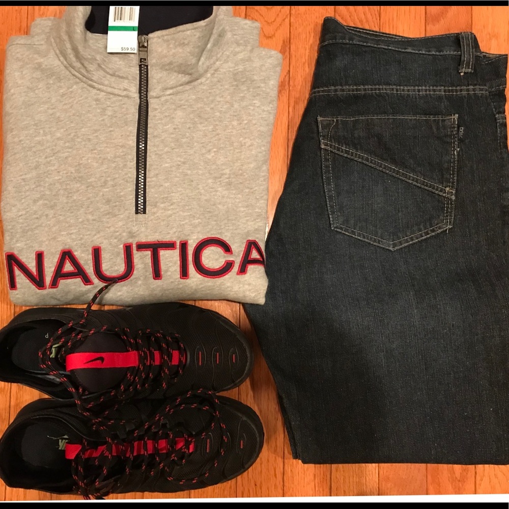 Grey Nautica Pull Over Sweat Shirt